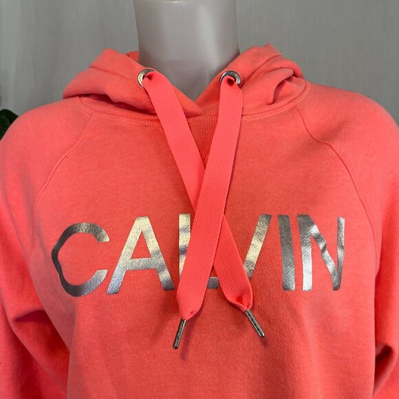 Calvin Klein Performance Hoodie Womens Small Hot Orange Cropped Casual - Picture 2 of 8